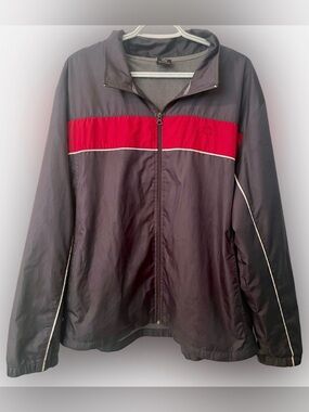 VTG STARTER Windbreaker Jacket - Full Zip, Charcoal/Red Colourblock
